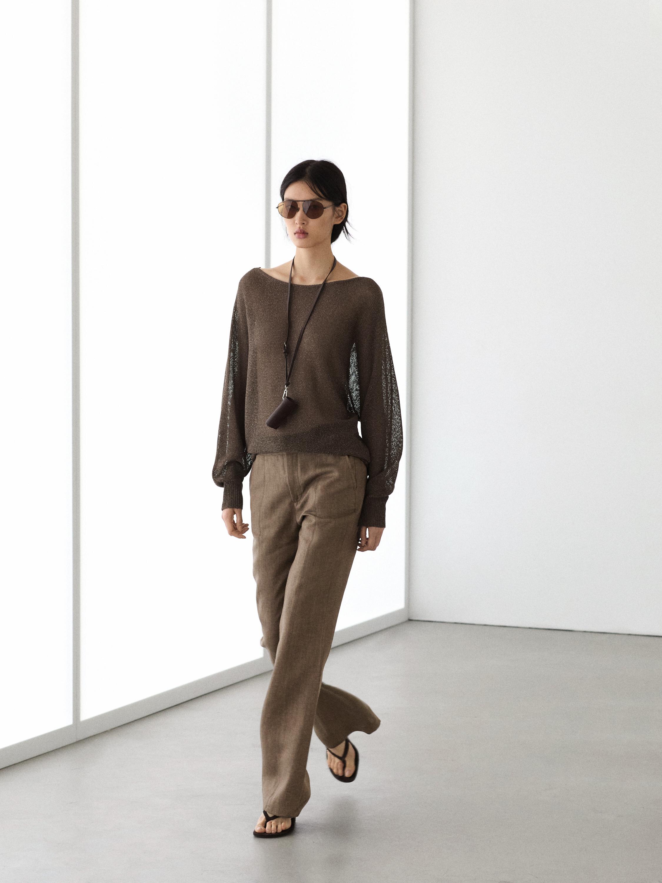 100% linen kick flare trousers